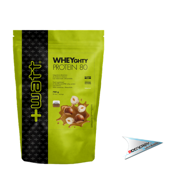 +Watt-WHEYGHTY PROTEIN 80  750 gr Doypack Crema Nocciola  